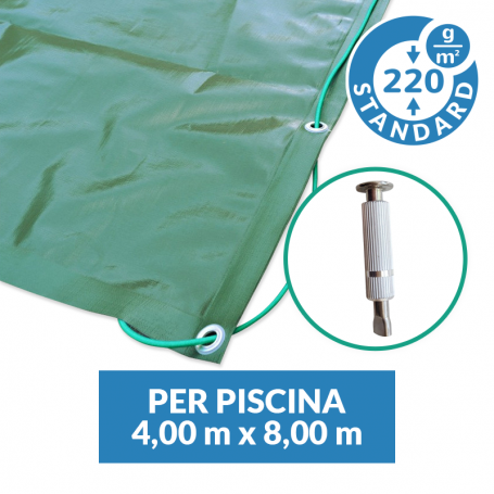 Copertura invernale Standard con tiranti e inserti per piscina 4x8