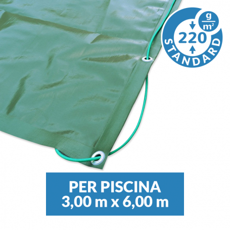 Copertura invernale Standard con occhielli e tiranti per piscina 3x6