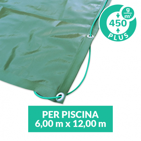 Copertura invernale Plus con occhielli e tiranti per piscina 6x12