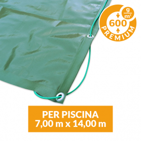 Copertura invernale Premium con occhielli e tiranti per piscina 7x14