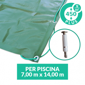 Copertura invernale Plus con tiranti e inserti per piscina 7x14