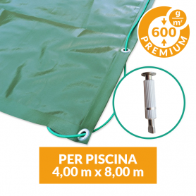 Copertura invernale Premium con tiranti e inserti per piscina 4x8