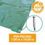 Copertura invernale Premium con tiranti e inserti per piscina 7x14