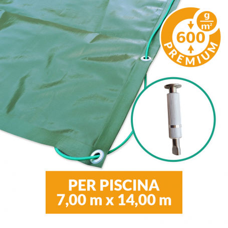 Copertura invernale Premium con tiranti e inserti per piscina 7x14
