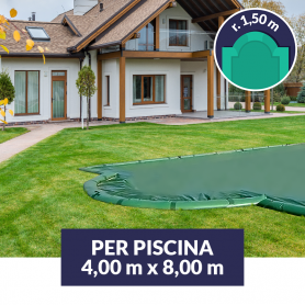 Copertura invernale con tubolari per piscina 4x8 con scala r. 1,5 m