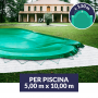 Copertura invernale con occhielli e tiranti per piscina 5x10 con scala r. 1,5 m