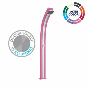 Doccia solare da giardino Spring A100 in Alluminio da 25 litri con banda inox - Fucsia