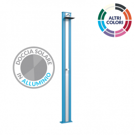 Doccia solare da giardino Spring S A200 in Alluminio da 25 litri con banda inox - Blu