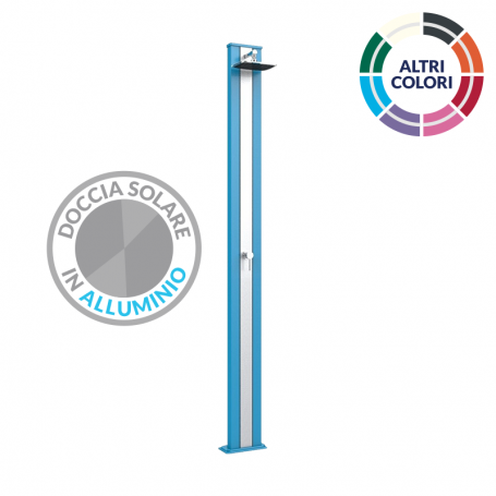 Doccia solare da giardino Spring S A200 in Alluminio da 25 litri con banda inox - Blu