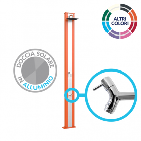 Doccia solare Spring S A220 in Alluminio da 25 litri con lavapiedi e banda inox - Arancione