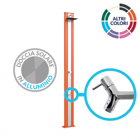 Doccia solare Spring S A220 in Alluminio da 25 litri con lavapiedi e banda inox - Arancione