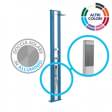 Doccia solare Dada S D440 in Alluminio da 30 litri con doccetta mobile e banda inox - Blu
