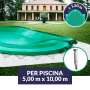 Copertura invernale con tiranti e inserti per piscina 5x10 con scala r. 1,5 m
