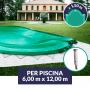 Copertura invernale con tiranti e inserti per piscina 6x12 con scala r. 1,5 m