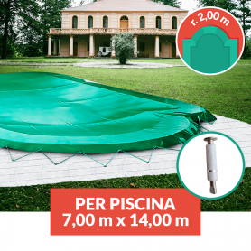 Copertura invernale con tiranti e inserti per piscina 7x14 con scala r. 2,0 m