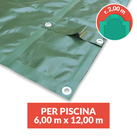 copertura invernale senza tubolari per piscina 6x12 con scala r. 2,0 m