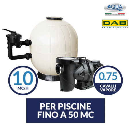 Kit filtrazione Aquarius Side 10 mc/h + Pompa Euroswim DAB 0,75 HP