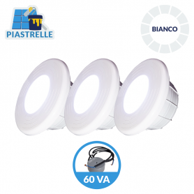 kit illuminazione 3 fari led bianco 18w piastrelle + 1 trasformatore 60 va