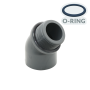 Gomito 45° PVC incollaggio femmina e filetto maschio con guarnizione